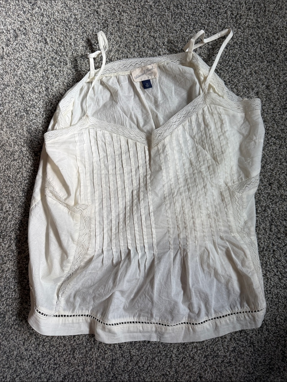 Universal Thread White Lace-Trim Pintuck Cami